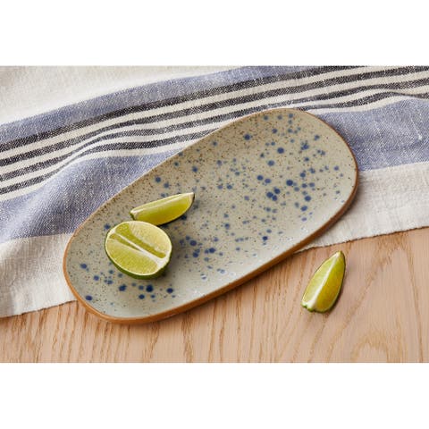 Hudson Speckle Serving Platter Blue Multi Porcelain Dishwasher Safe