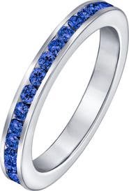BLING JEWELRY Sterling Silver London Blue CZ Eternity Band Ring