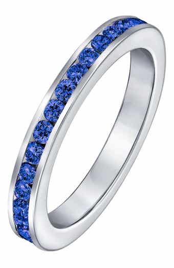 BLING JEWELRY Sterling Silver London Blue CZ Eternity Band Ring
