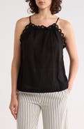 MAX STUDIO Embroidered Eyelet Lace Halter Neck Crop Tank