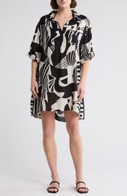 BOHO ME Print Long Sleeve Tunic Dress