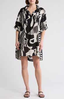 Print Long Sleeve Tunic Dress