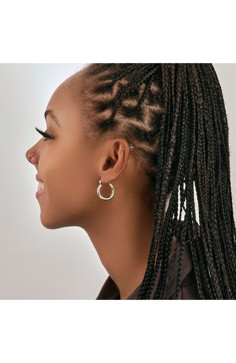 Sterling Forever Rhodium Plated Chunky Tube Hoop Earrings, Alternate, color, Silver