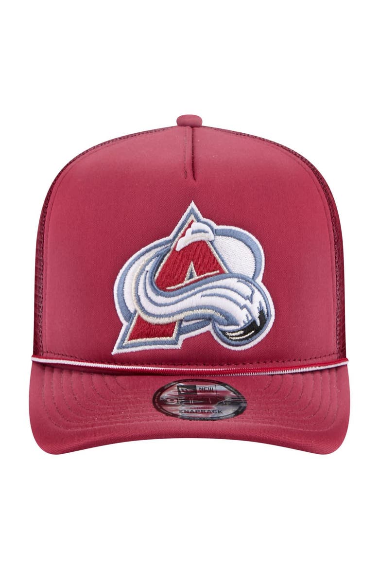Men's New Era  Burgundy Colorado Avalanche Faded A-Frame 9FIFTY Trucker Snapback Hat, Alternate, color, Burgundy