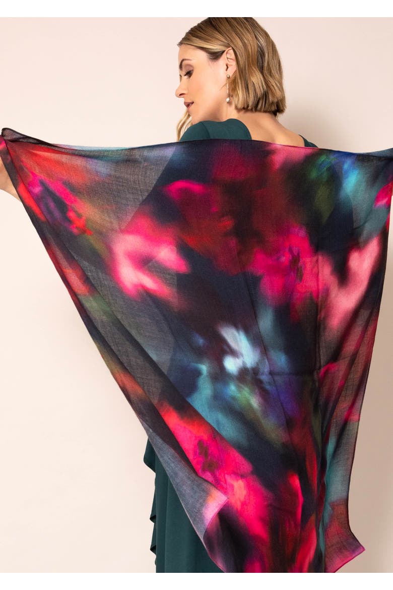 Handfinished Silk Blend Floral Wrap, Alternate, color, Moonlit Florals