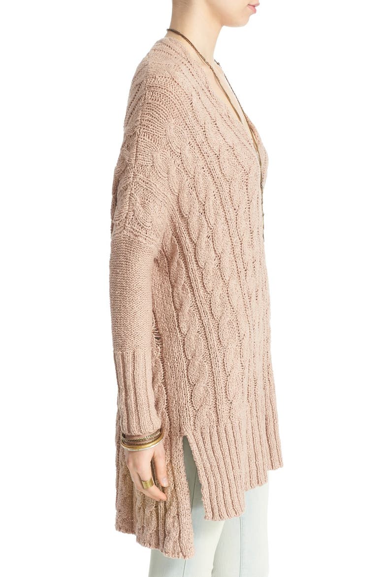 Easy Cable V-Neck Sweater, Alternate, color, WASHED PINK