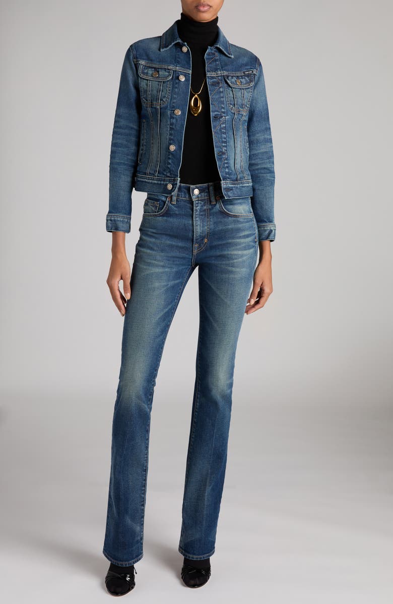 TOM FORD Stonewashed Bootcut Jeans, Alternate, color, Hb772 Mid Blue