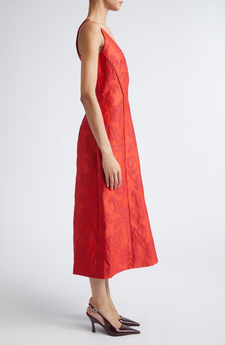Emilia Wickstead Labrina Bouclé Floral Jacquard Sleeveless Column Gown, Alternate, color, Red