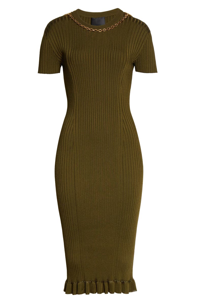 Givenchy Chain Detail Rib Knit Body-Con Dress, Alternate, color,