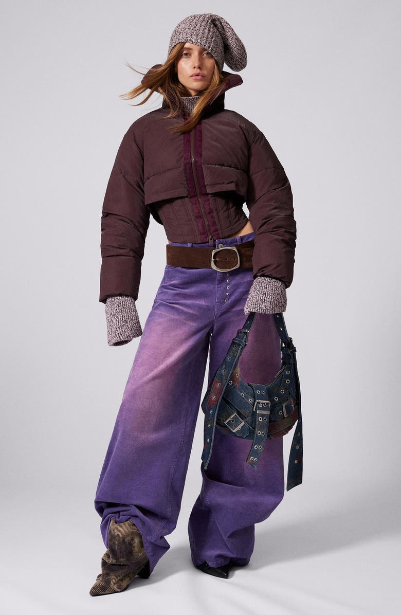 Desigual Quilted Crop Puffer Jacket, Alternate, color, Burgundy