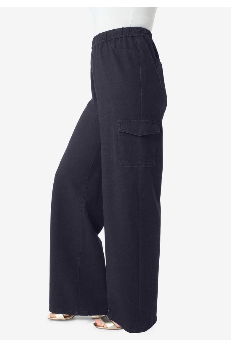 Wide Leg Cargo Knit Jean, Alternate, color, DARK WASH