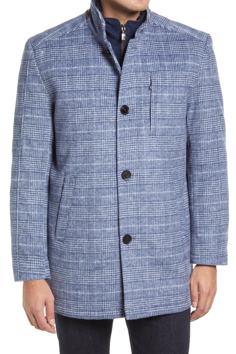 Upton Wool Blend Car Coat, Alternate, color, NAVY PLAID