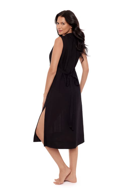 Miraclesuit ® Pleated Sleeveless Beach Cover-up Midi Dress In Black
