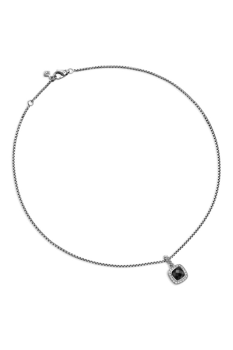 Petite Albion® Halo Cushion Pendant Necklace, Alternate, color, BLACK ONYX