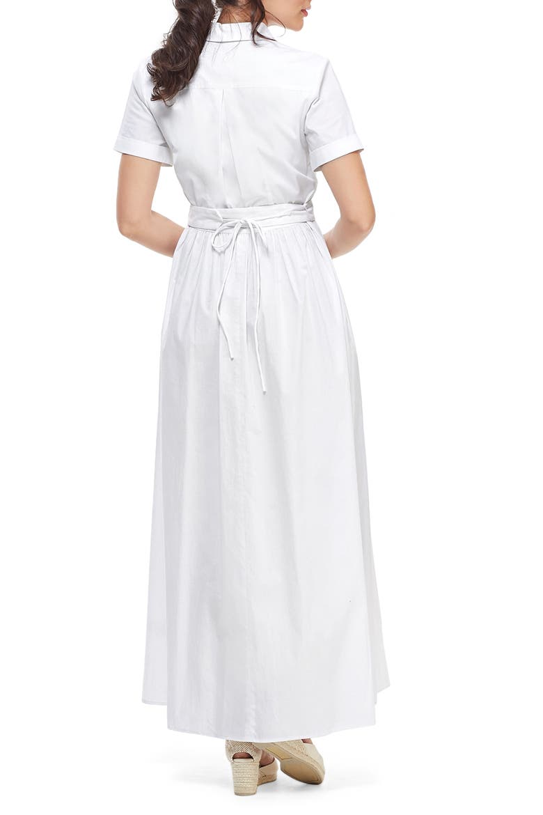 Danielle Stretch Cotton Maxi Shirtdress, Alternate, color, WHITE
