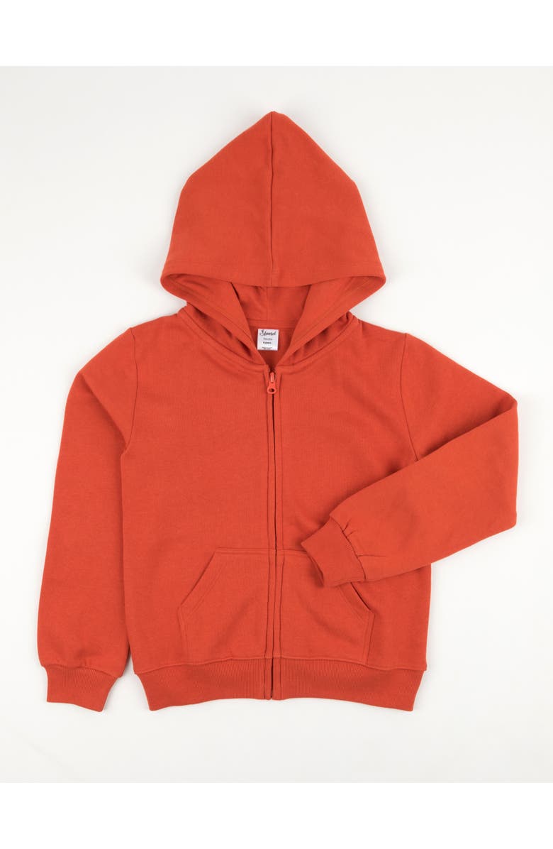 Leveret Kids Zip-Up Sweatshirt Hoodie, Cotton Blend, Solid Colors, Alternate, color, Orange