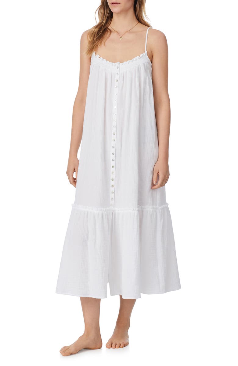 Eileen West Strappy Cotton Gauze Nightgown, Alternate, color, White