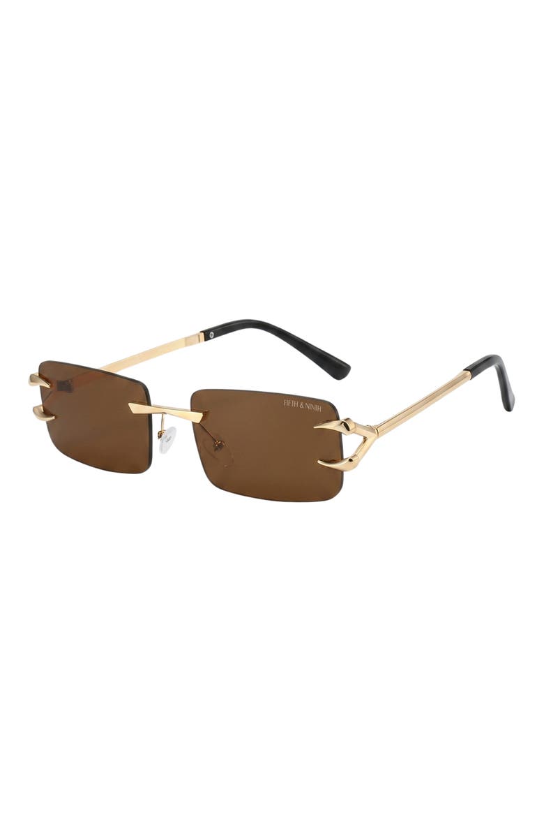 Voss 58mm Rectangular Sunglasses, Alternate, color, GOLD/ BROWN