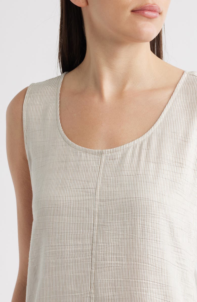 Eileen Fisher Scoop Neck Linen Blend Dress, Alternate, color, Wheat