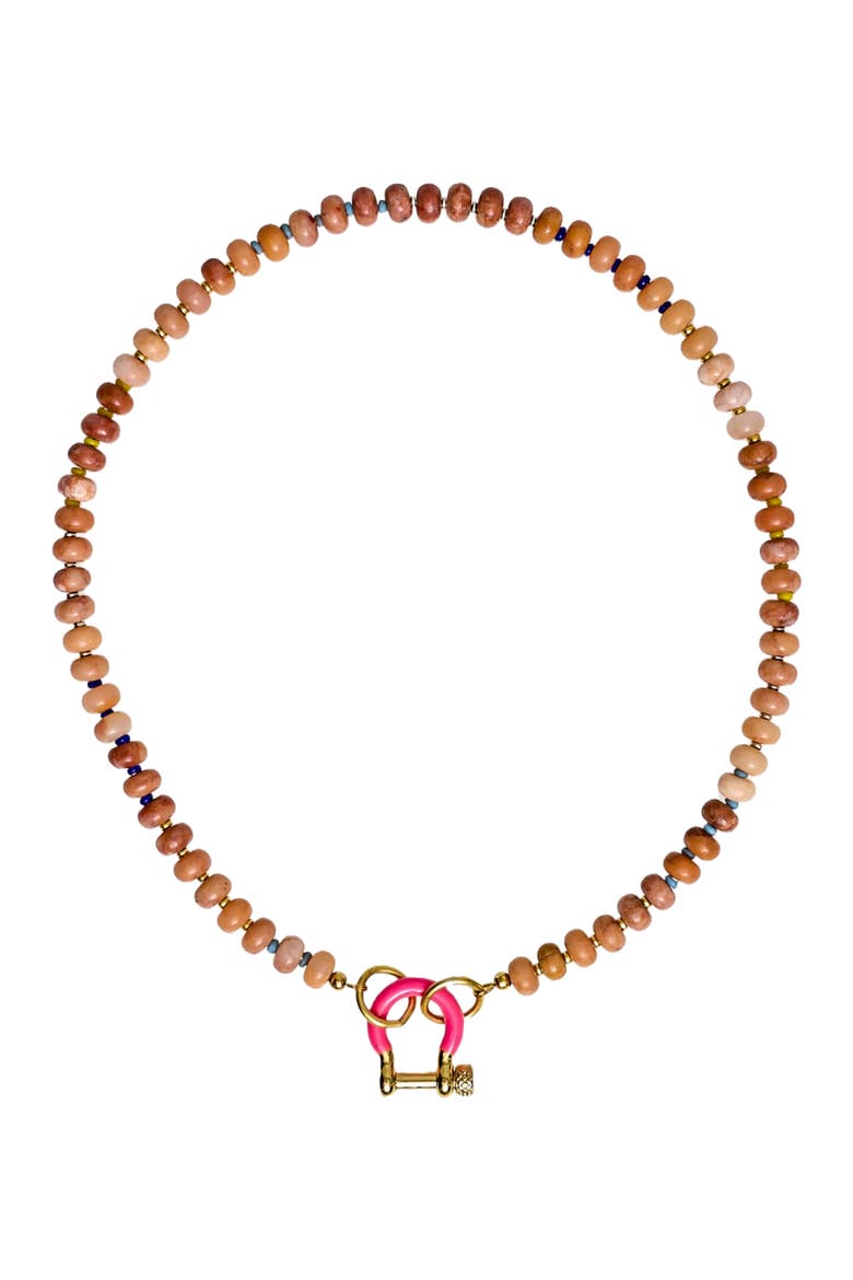 Sadie Light Brown Quartz Gold Plated Necklace, Main, color, Light Brown