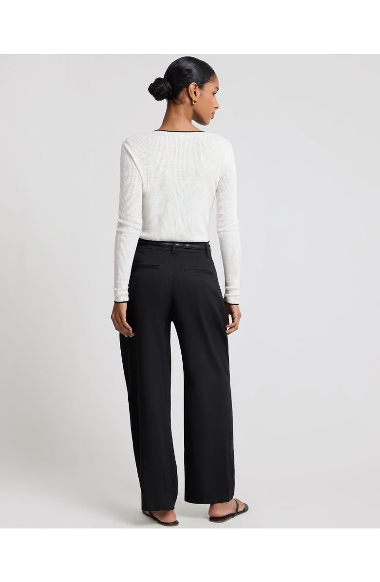 Onia Cropped Linen Cardigan, Alternate, color, Egret/Black