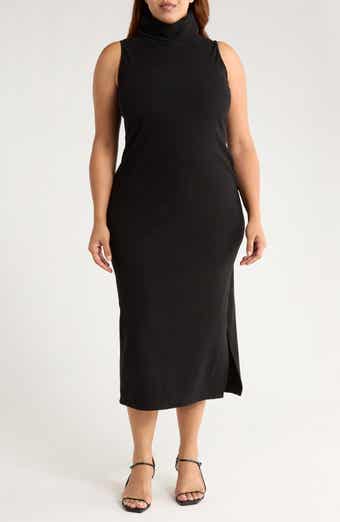 Renee C Sleeveless Ribbed Turtleneck Dress