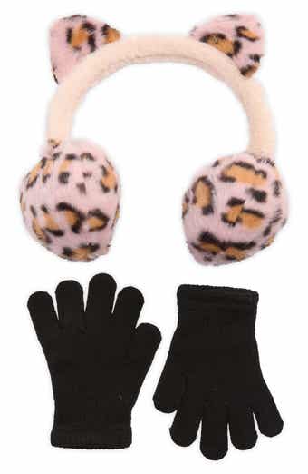 Leopard Print Faux Fur Earmuffs & Gloves Set