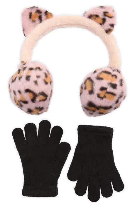 Leopard Print Faux Fur Earmuffs & Gloves Set