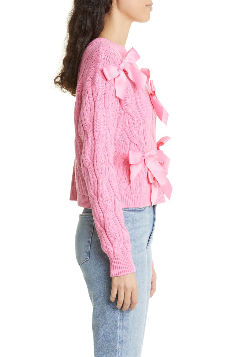 Beau Relaxed Fit Bow Detail Cable Sweater, Alternate, color, PRIMROSE