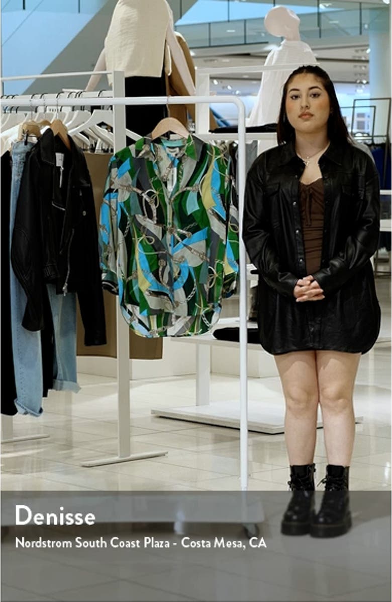 Dani Mixed Print Silk Button-Up Shirt, sales video thumbnail