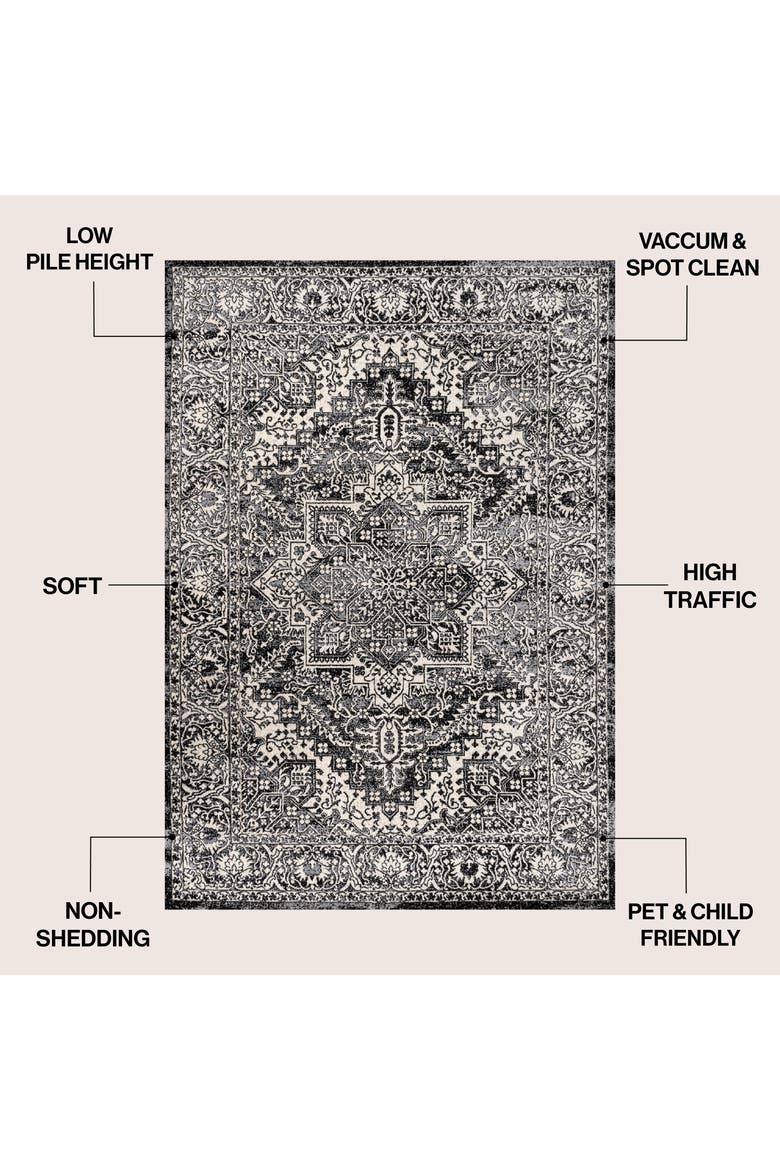 Modern Persian Vintage Medallion Area Rug, Alternate, color, Black