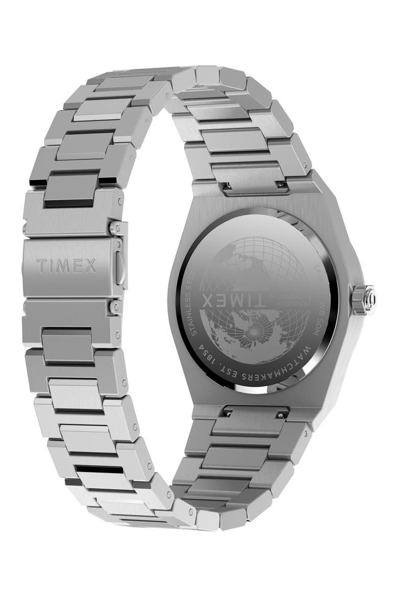 Q Timex Marbella Stainless Steel Bracelet Watch, Alternate, color, SILVER/BLUE