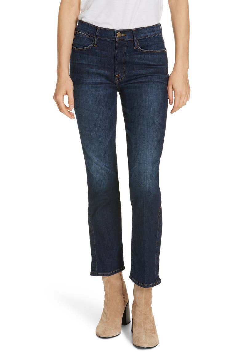 Le High Straight Snap Away Hem Jeans, Main, color, MERIBEL