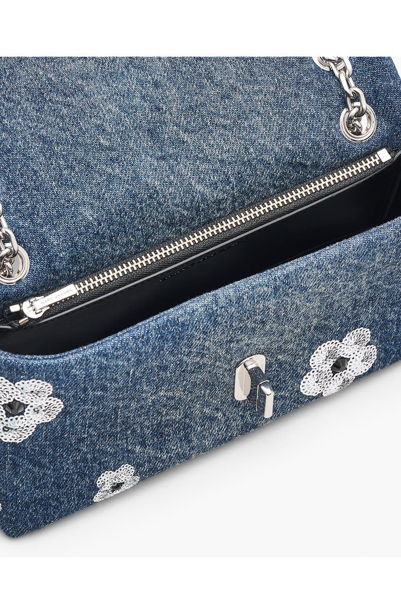 Marc Jacobs The Dual Chain Sequin Daisy Denim Wallet on a Chain, Alternate, color, 