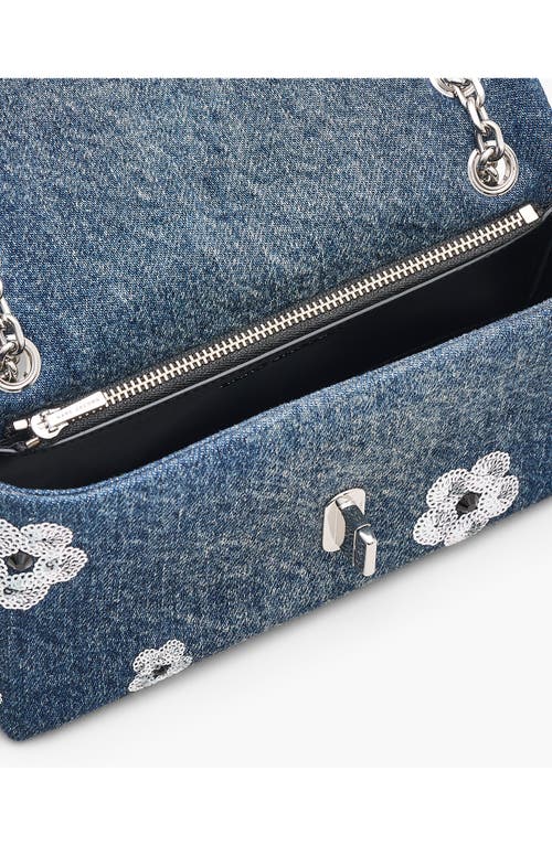 Marc Jacobs The Dual Chain Sequin Daisy Denim Wallet On A Chain In Vintage Indigo