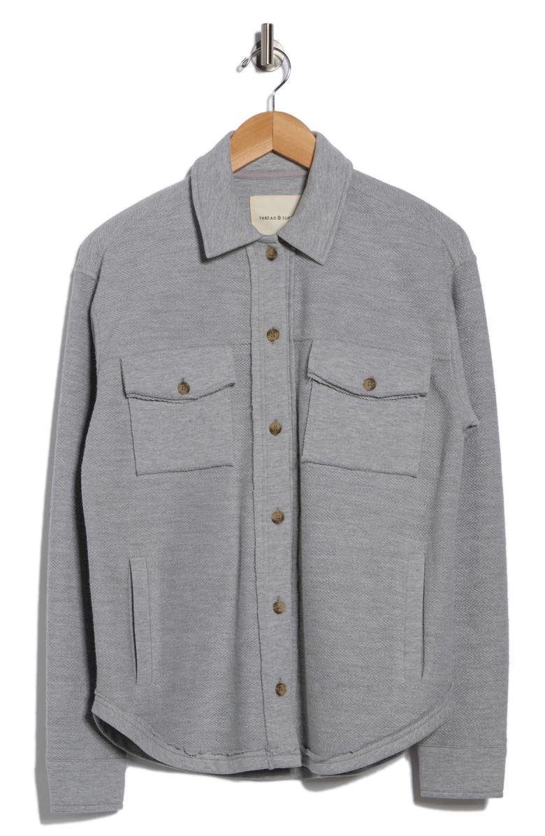 Thread & Supply Chevron Knit Shacket, Alternate, color, Dark Heather Grey