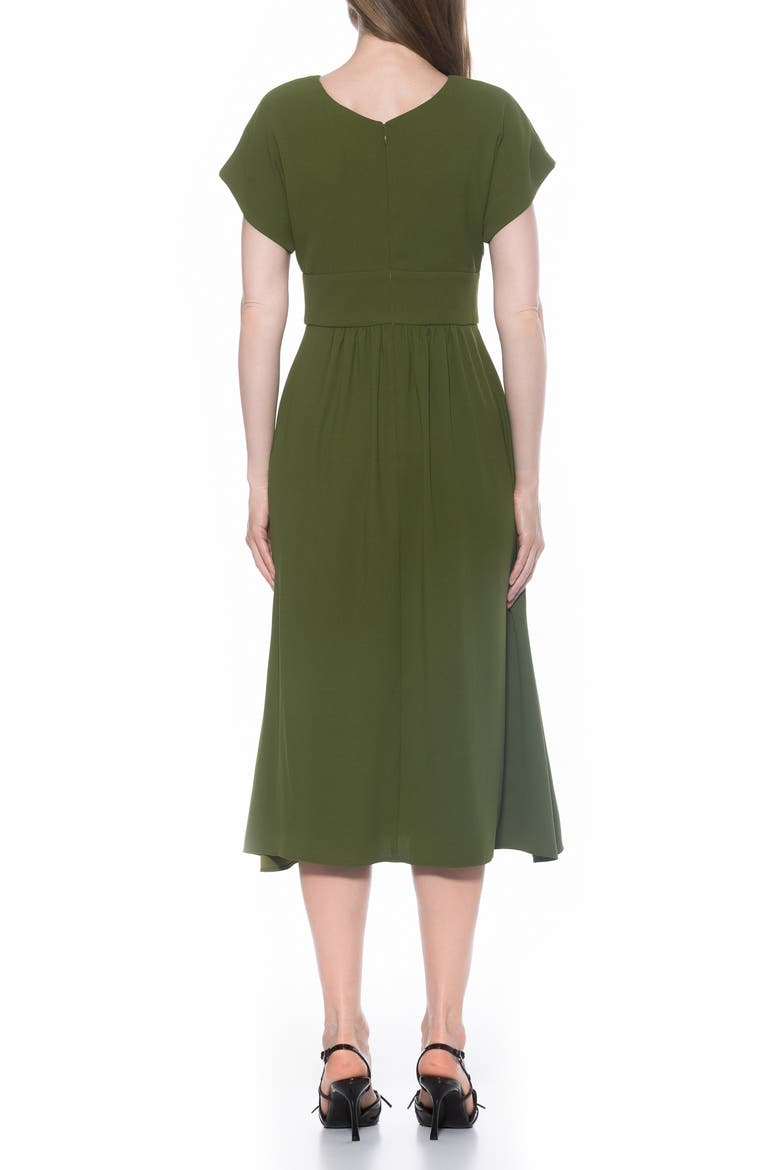Ava Short Sleeve Fit & Flare Midi Dress, Alternate, color, SAGE