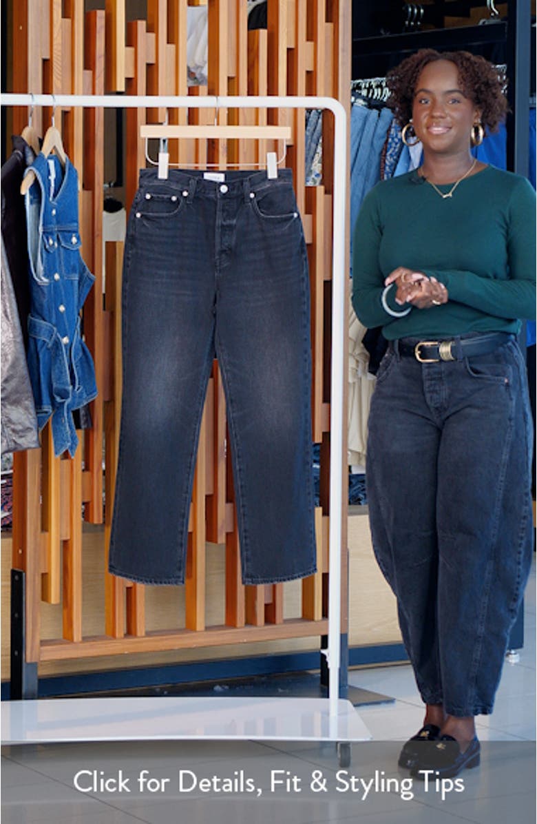 Cassie High Waist Distressed Hem Straight Leg Jeans, sales video thumbnail