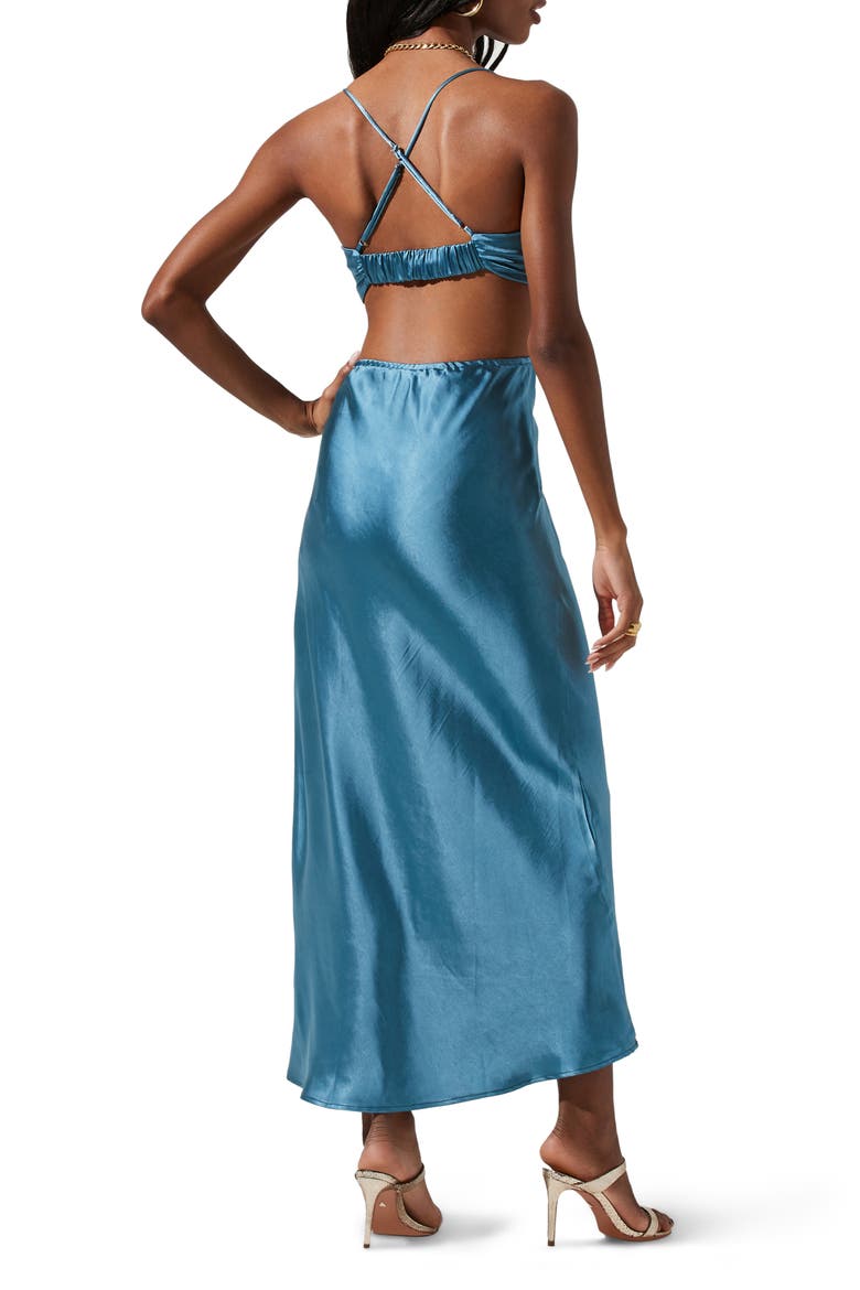 Colette Cutout Satin Slipdress, Alternate, color, SLATE BLUE