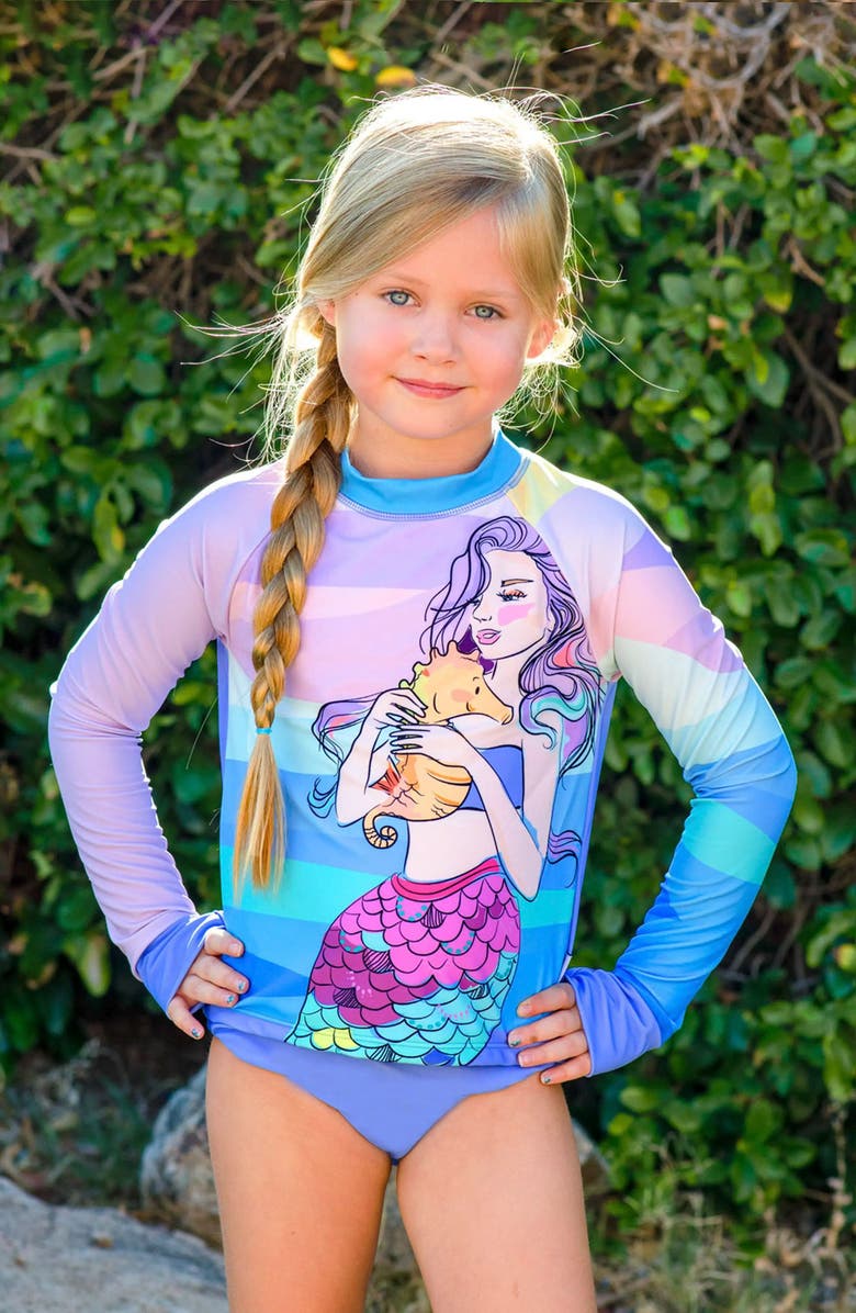 Limeapple Mermaid Multicolor Rashguard Set, Alternate, color, Multicolor