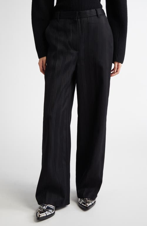 EENK Stripe Pintuck Straight Leg Pants in Black 