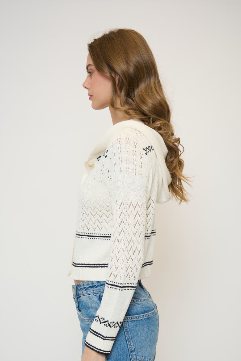 North Nautical Hooded Cardi, Alternate, color, IVORY