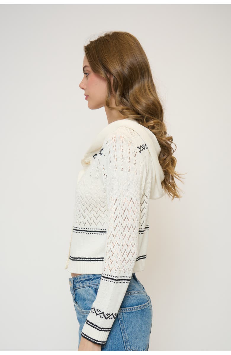 Central Park West North Nautical Hooded Cardi, Alternate, color, Ivory