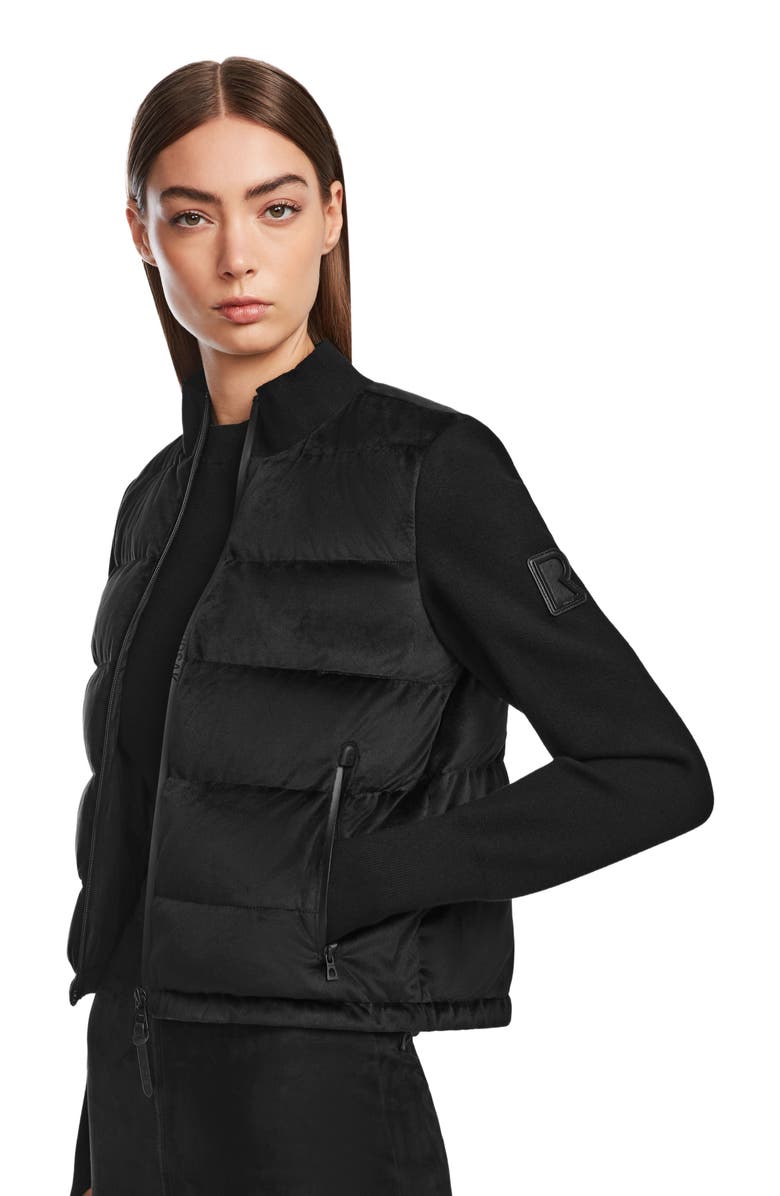 Rudsak CAMILLE V WOMEN'S VELVET HYBRID KNIT & LIGHT DOWN JACKET, Main, color, 