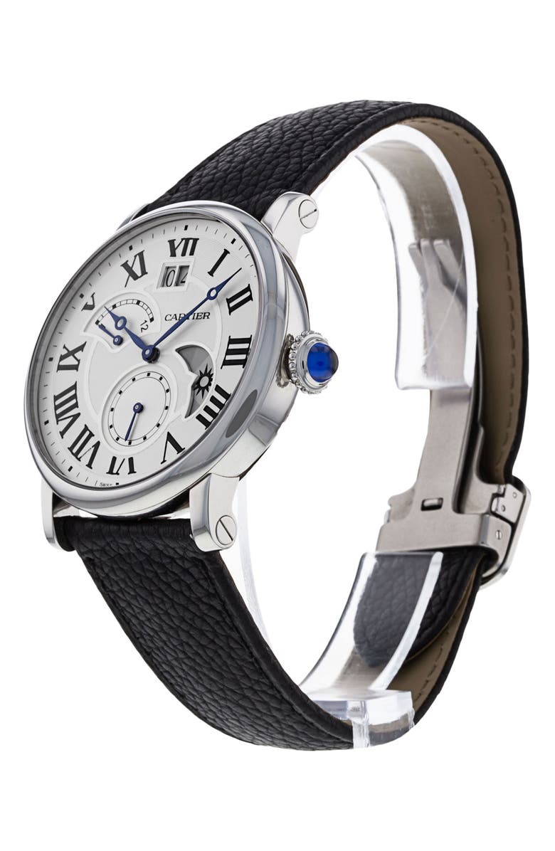 Watchfinder & Co. Cartier Preowned Rotonde Automatic Moon Phase Multifunction Leather Band Watch, 42mm, Alternate, color, 