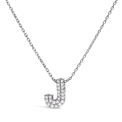 10K Gold Diamond Accent "A-Z" Initial Bubble Pendant Necklace