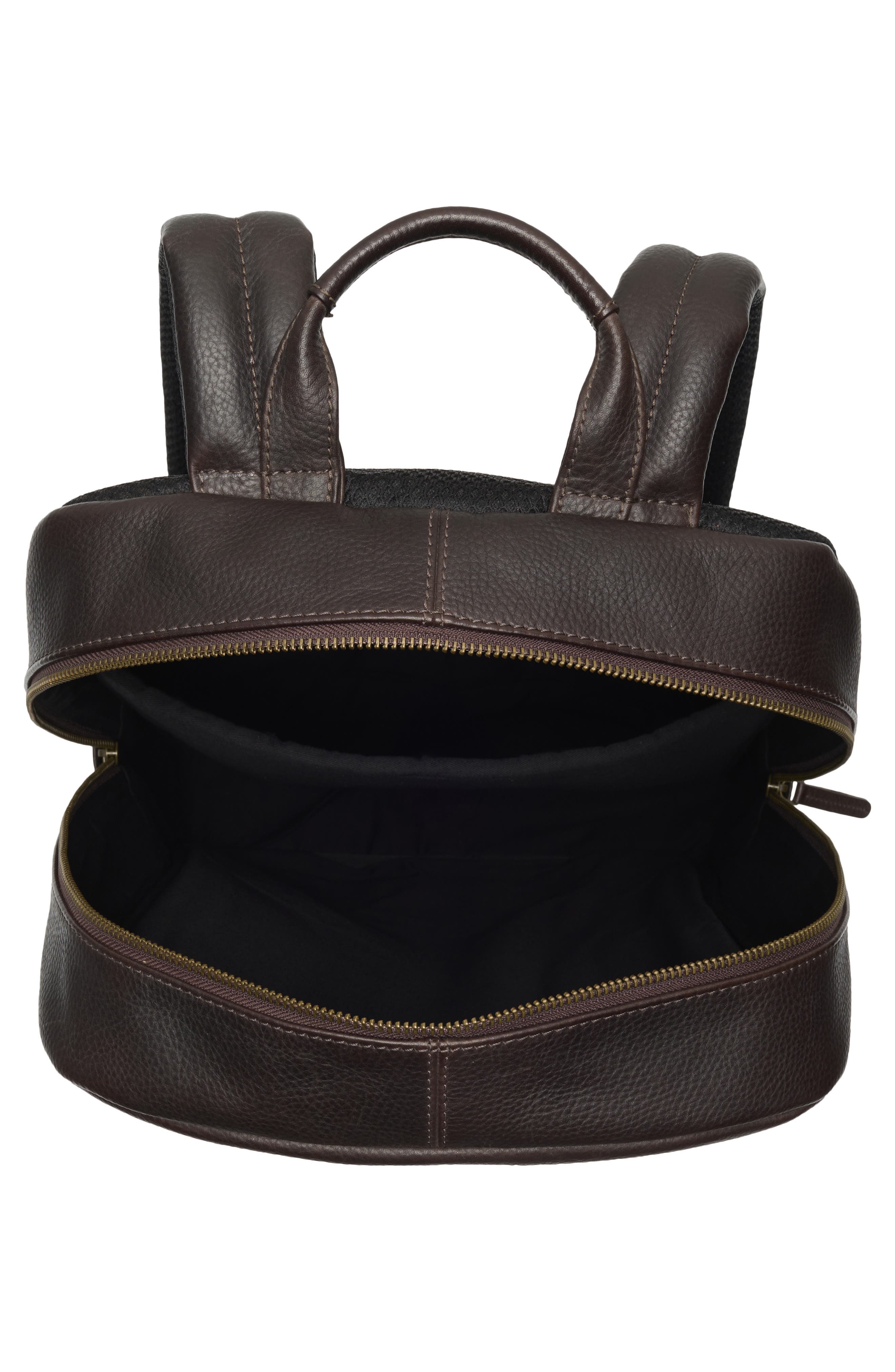 Johnston & Murphy Pebble Leather Backpack, Alternate, color, Dark Brown