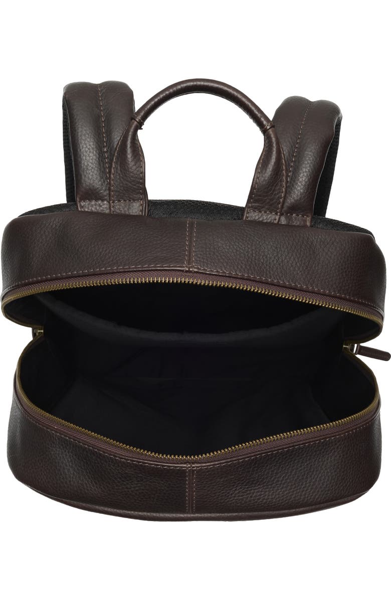 Johnston & Murphy Pebble Leather Backpack, Alternate, color, Dark Brown