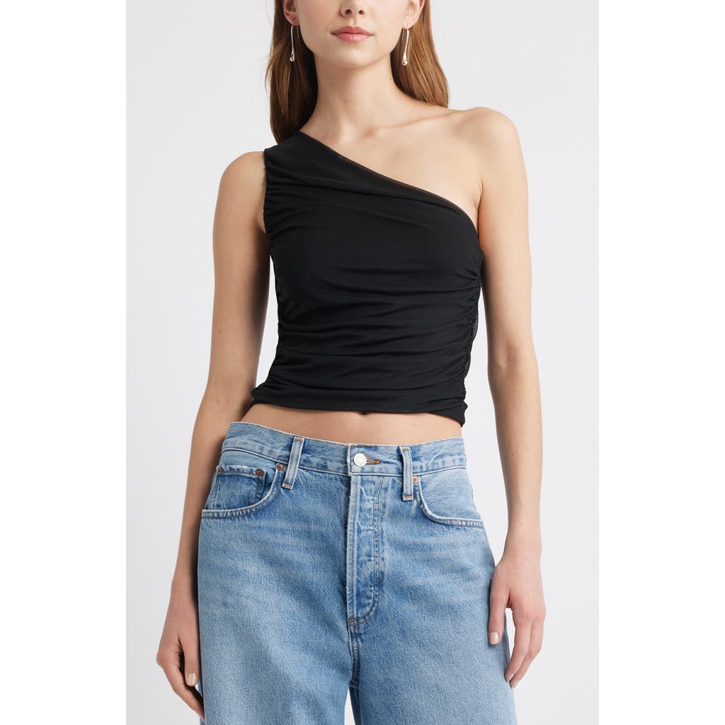 OPEN EDIT OPEN EDIT ONE-SHOULDER MESH TOP
