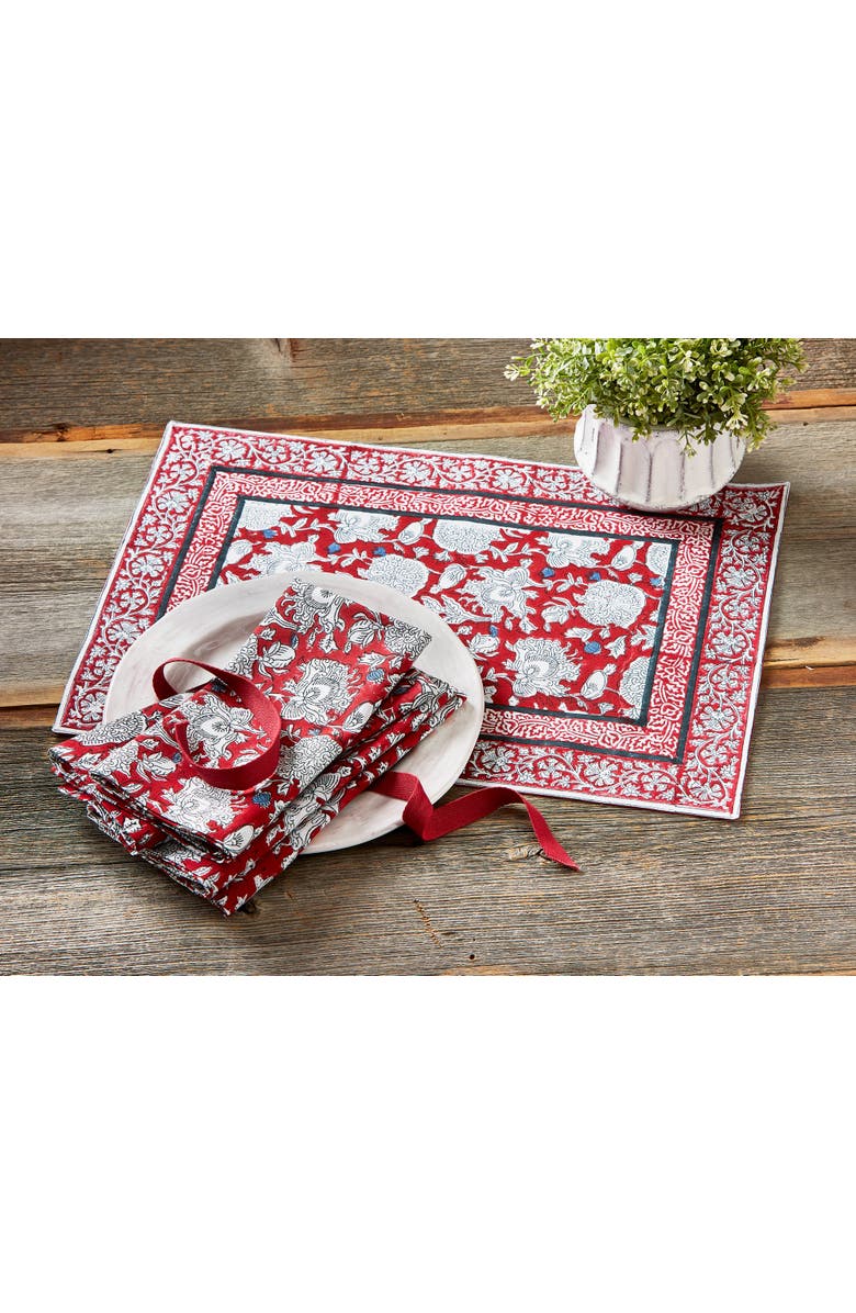 tag Janis Black Purple Summer Cotton Placemat Machine Washable, Alternate, color, Multicolored